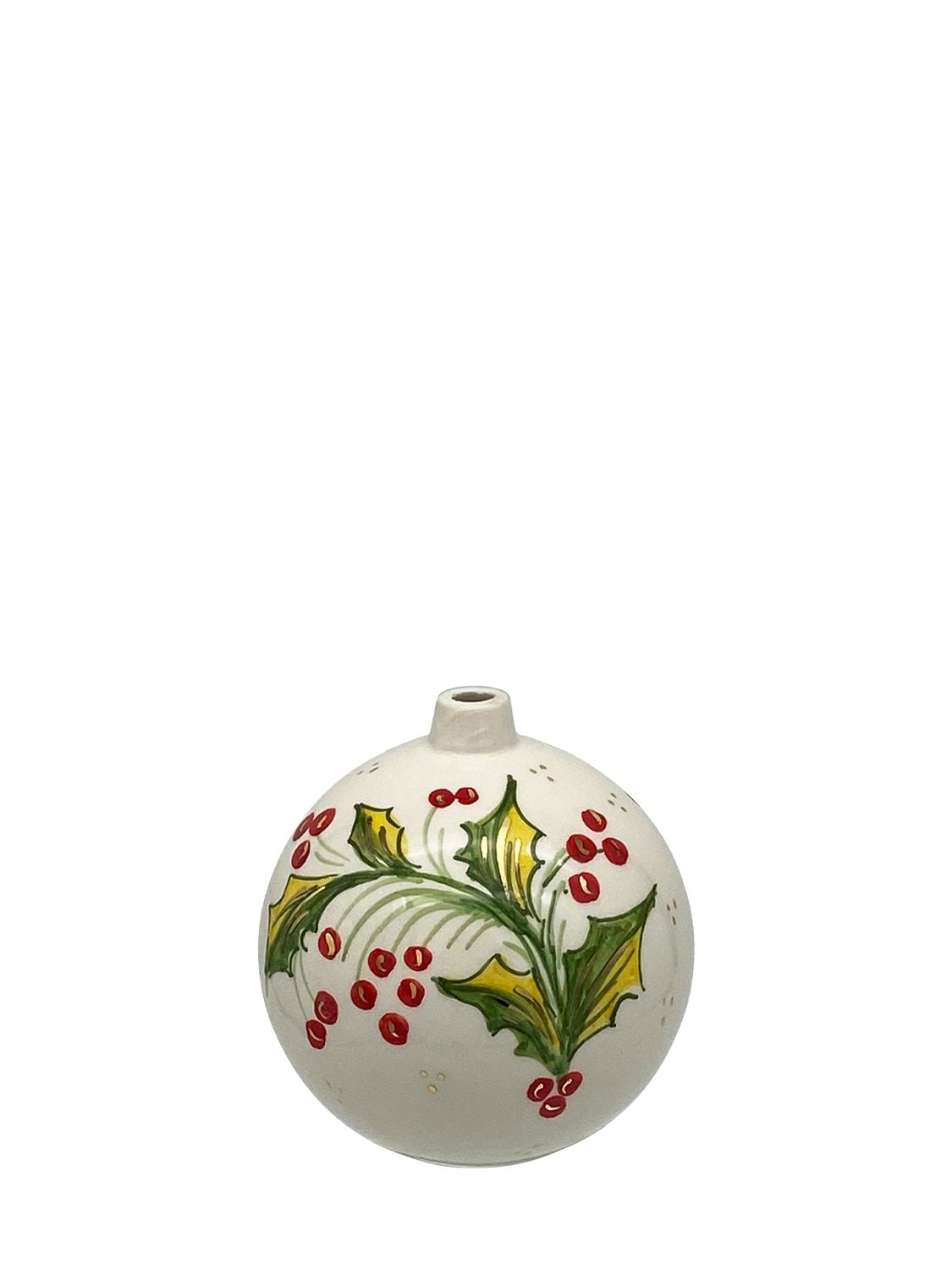 Les Ottomans Hand-painted Christmas Ball In White,green