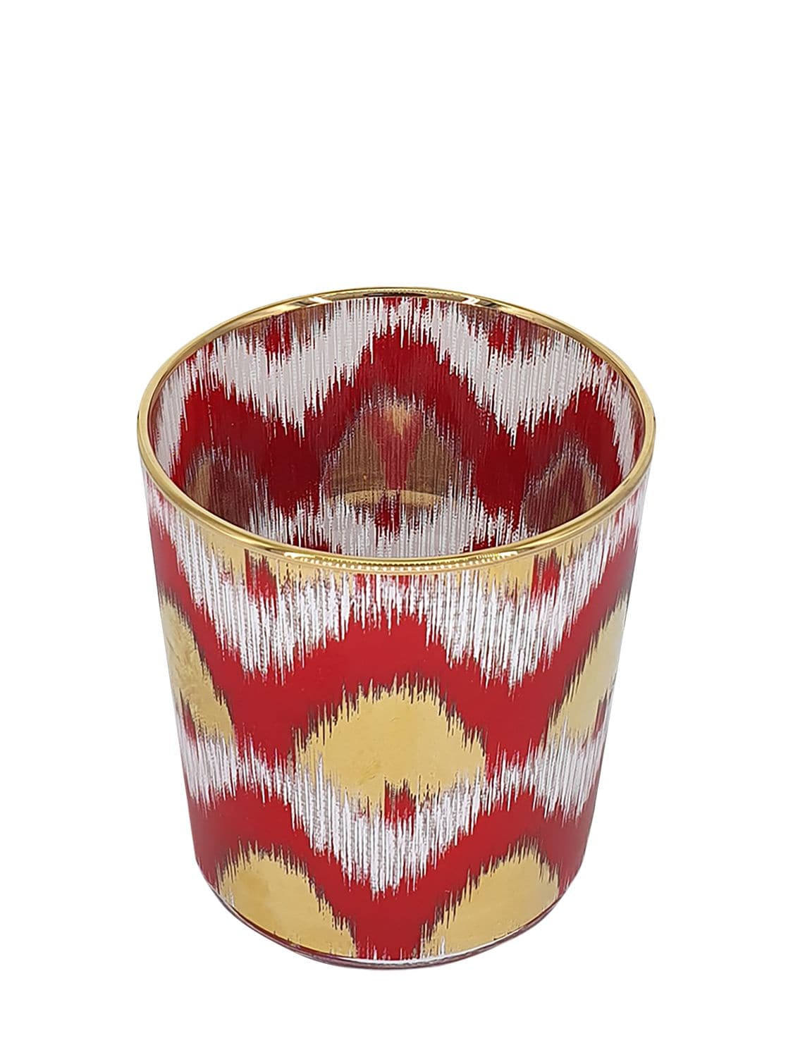 Les Ottomans Set Of 4 Ikat Gold Glasses In Gold,red