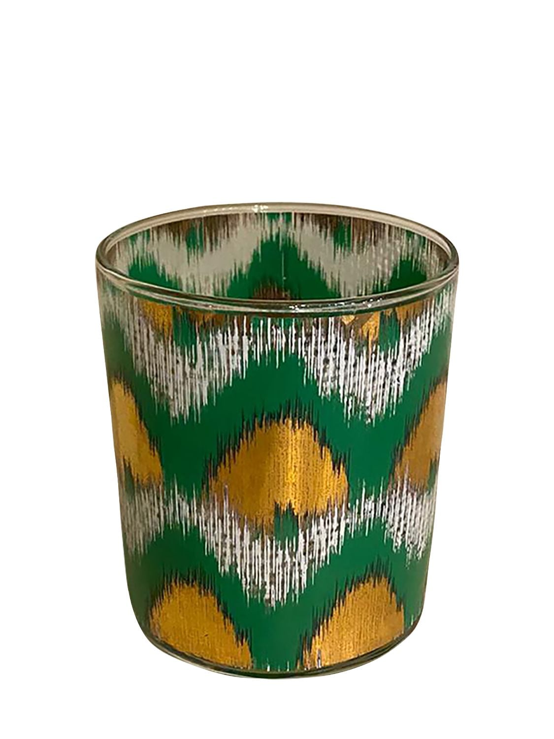 Les Ottomans Set Of 4 Ikat Gold Glasses In Gold,green