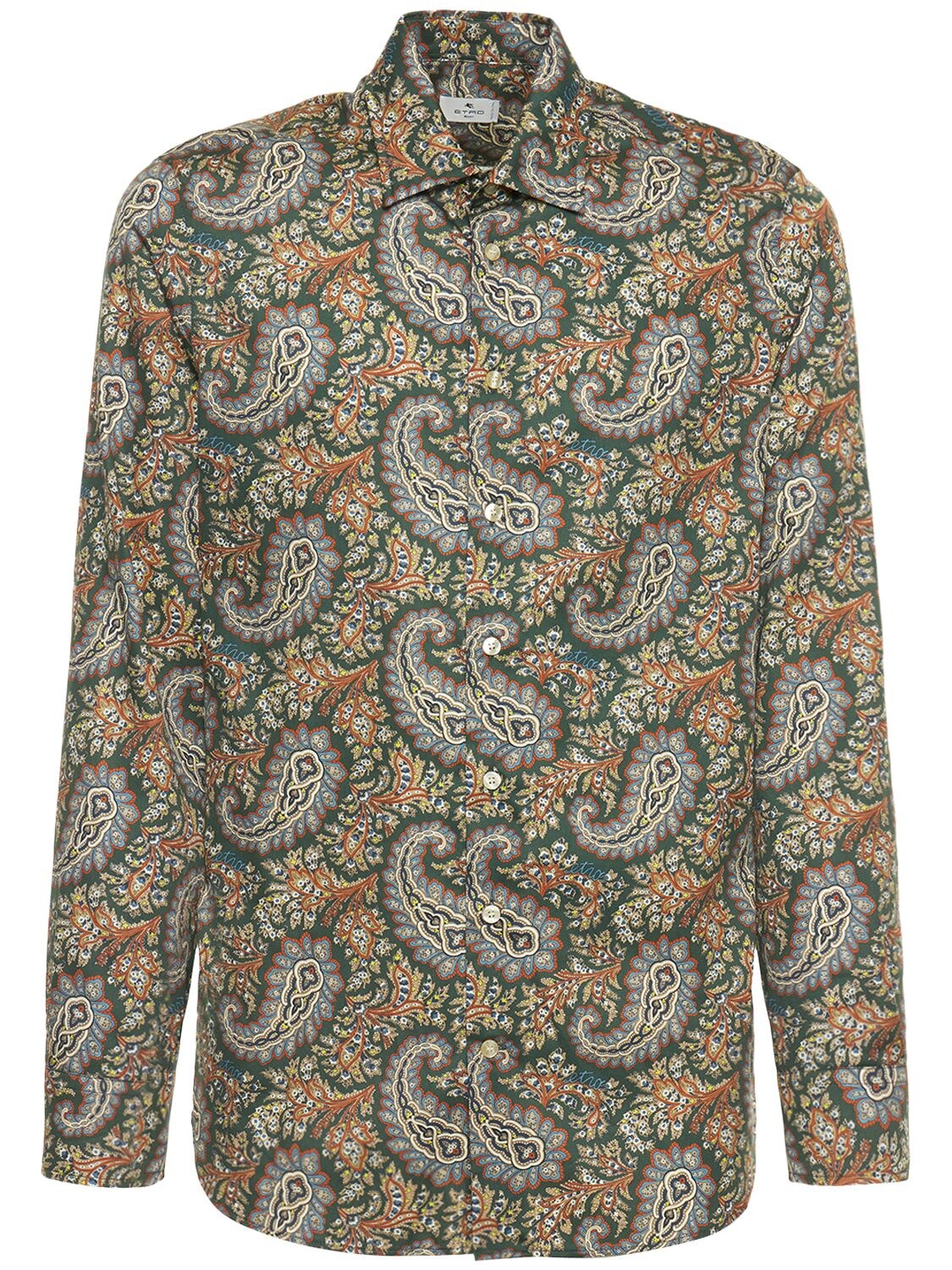 Etro - Etro spread print cotton shirt - Green | Luisaviaroma