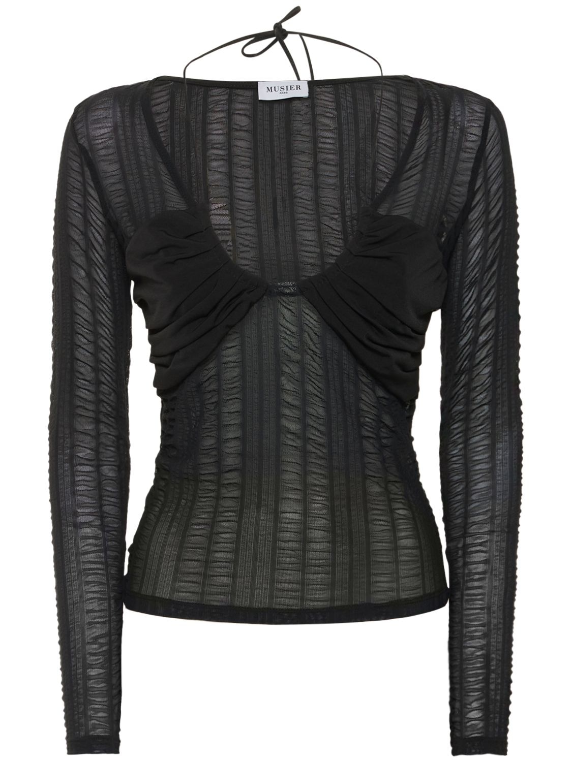 Musier Paris Anafi Stretch Jersey Gathered Top In Black | ModeSens