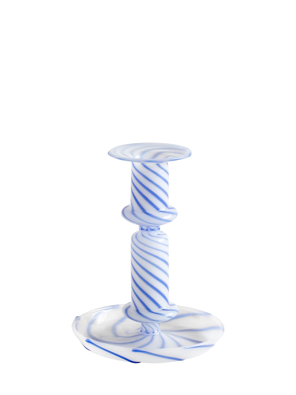 Hay Flare Stripe Milk Glass Candlestick In White,blue