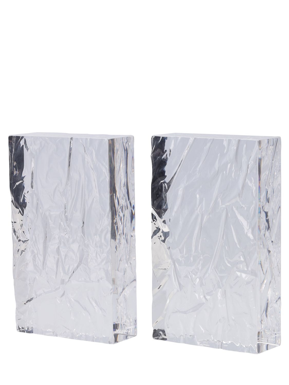 L'afshar Set Of 2 Crushed Iced Bookends In Transparent