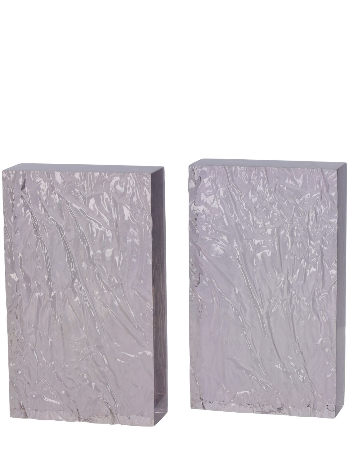 L'afshar Set Of 2 Crushed Iced Bookends In Transparent