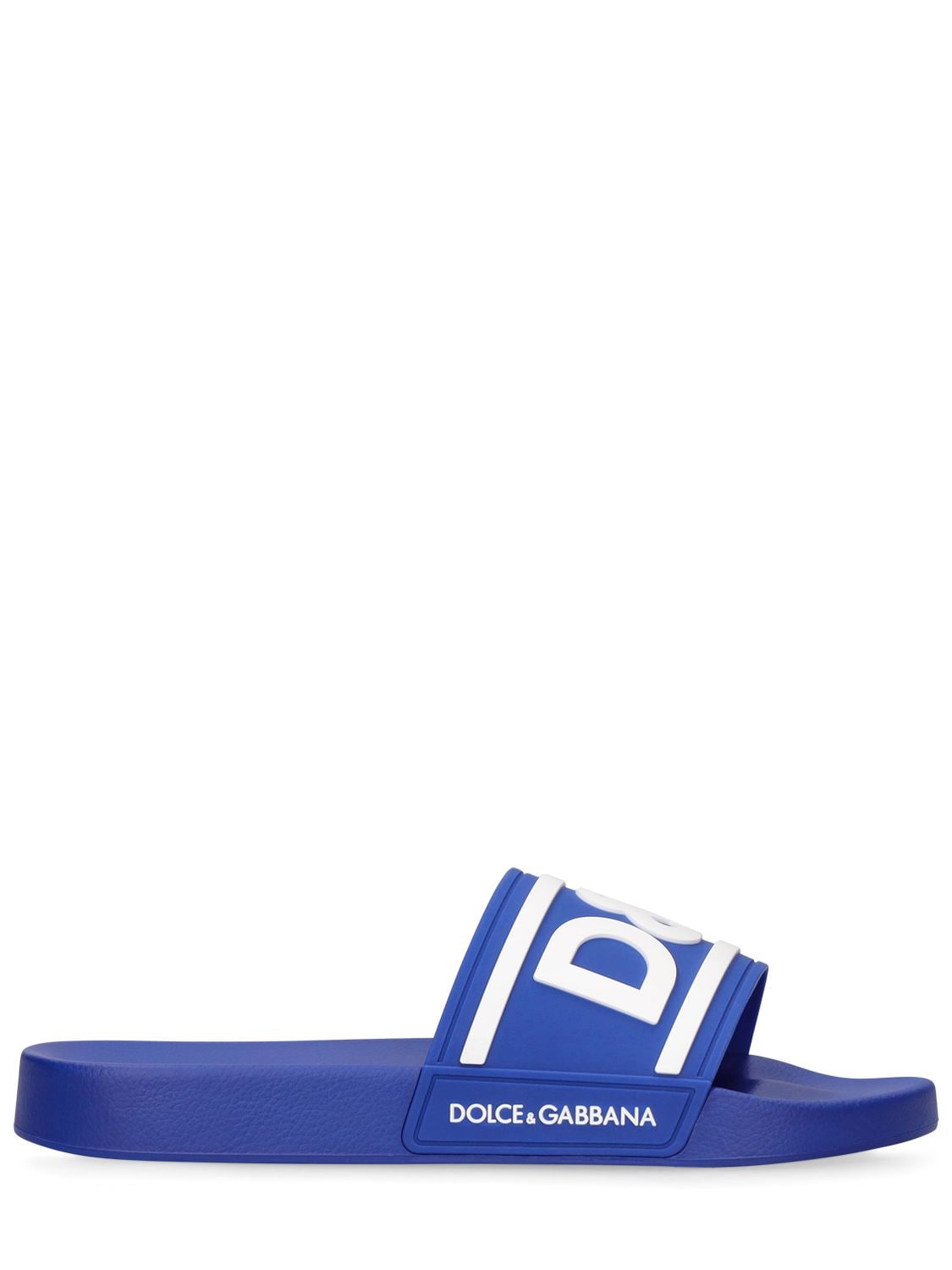 Dolce & Gabbana D&g Rubber Slide Sandals In Blue,white