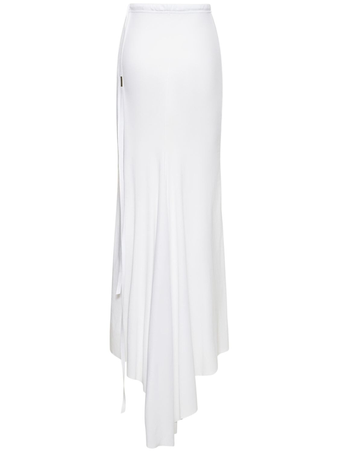 Shop Ann Demeulemeester Vittoria Cotton Jersey Long Flared Skirt In White
