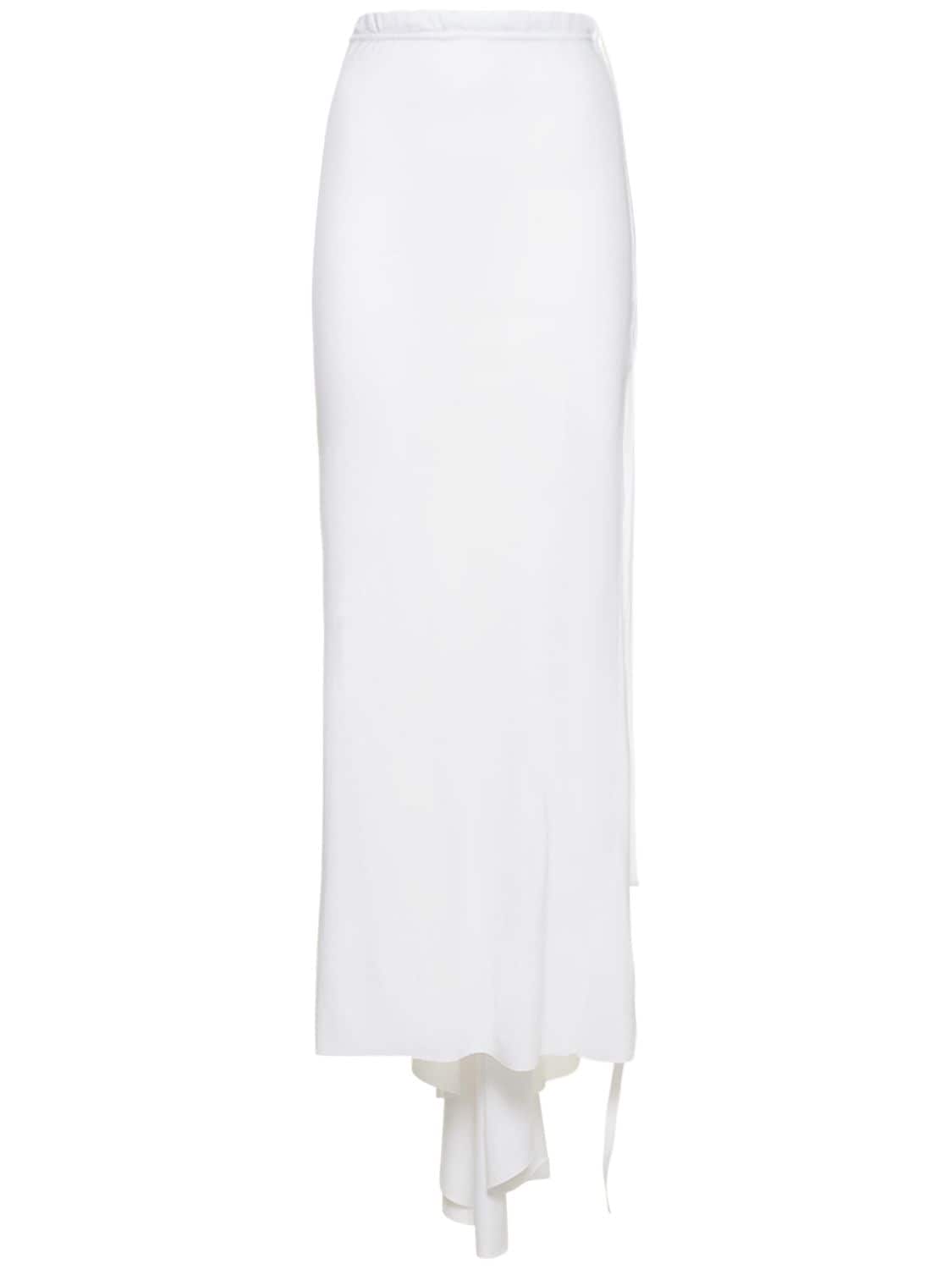 Ann Demeulemeester Vittoria Cotton Jersey Long Flared Skirt In White