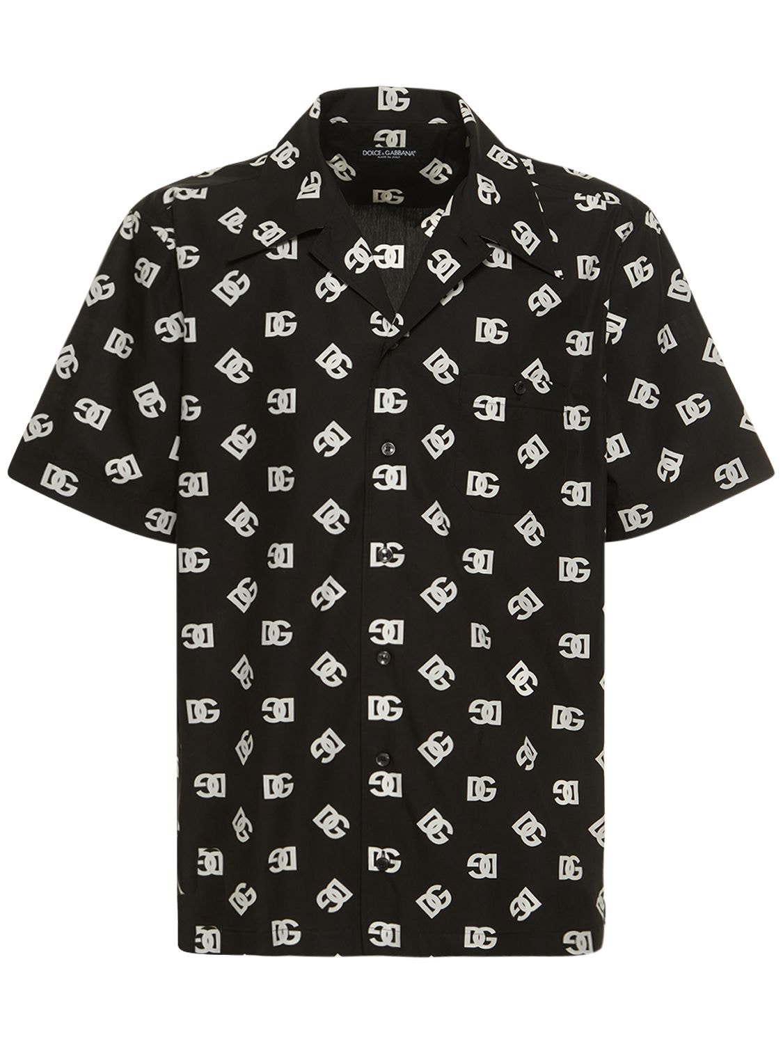 Dolce & Gabbana All Over Logo Poplin Shirt In Black,white