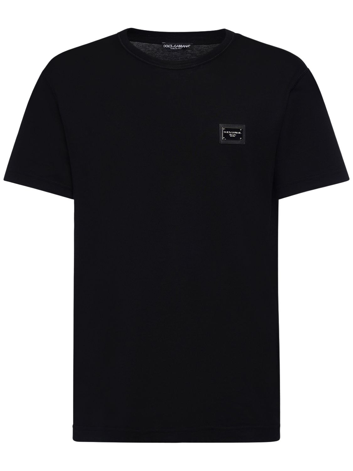 Dolce & Gabbana Cotton T-shirt With Branded Tag In Black