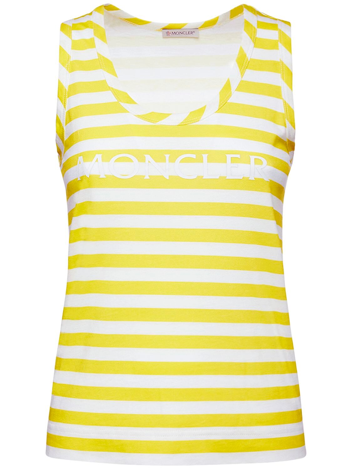 Moncler Striped Logo-print Tank Top In White,yellow