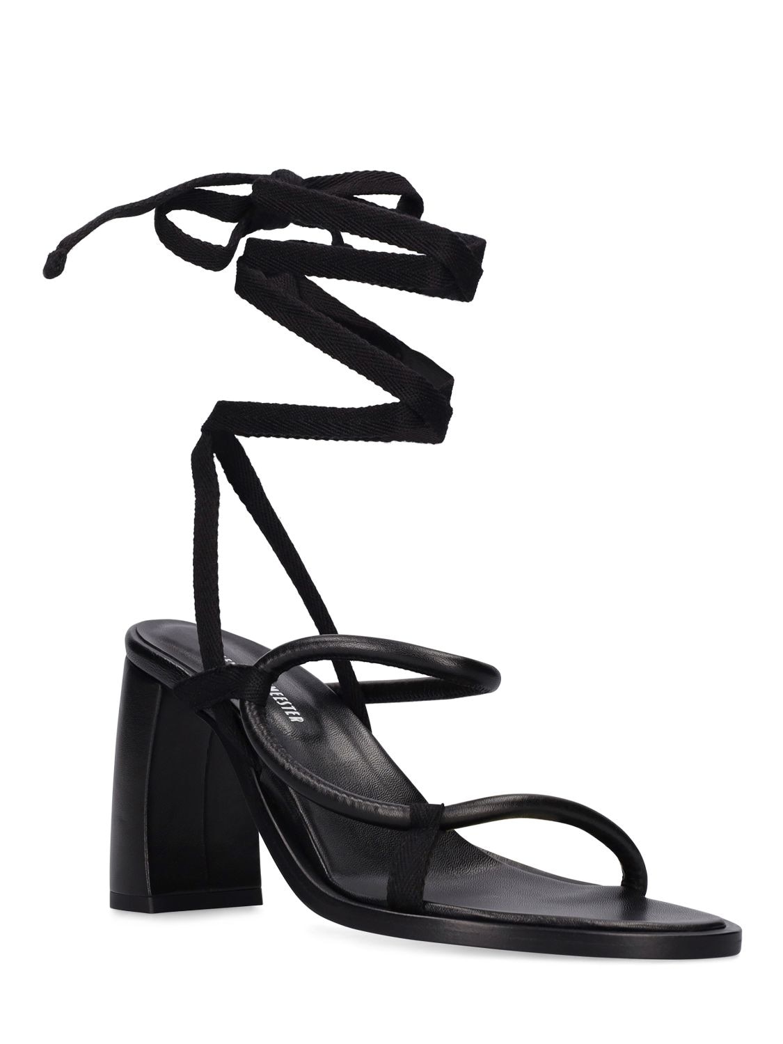 Shop Ann Demeulemeester 90mm Solange Mignon Leather Sandals In Black