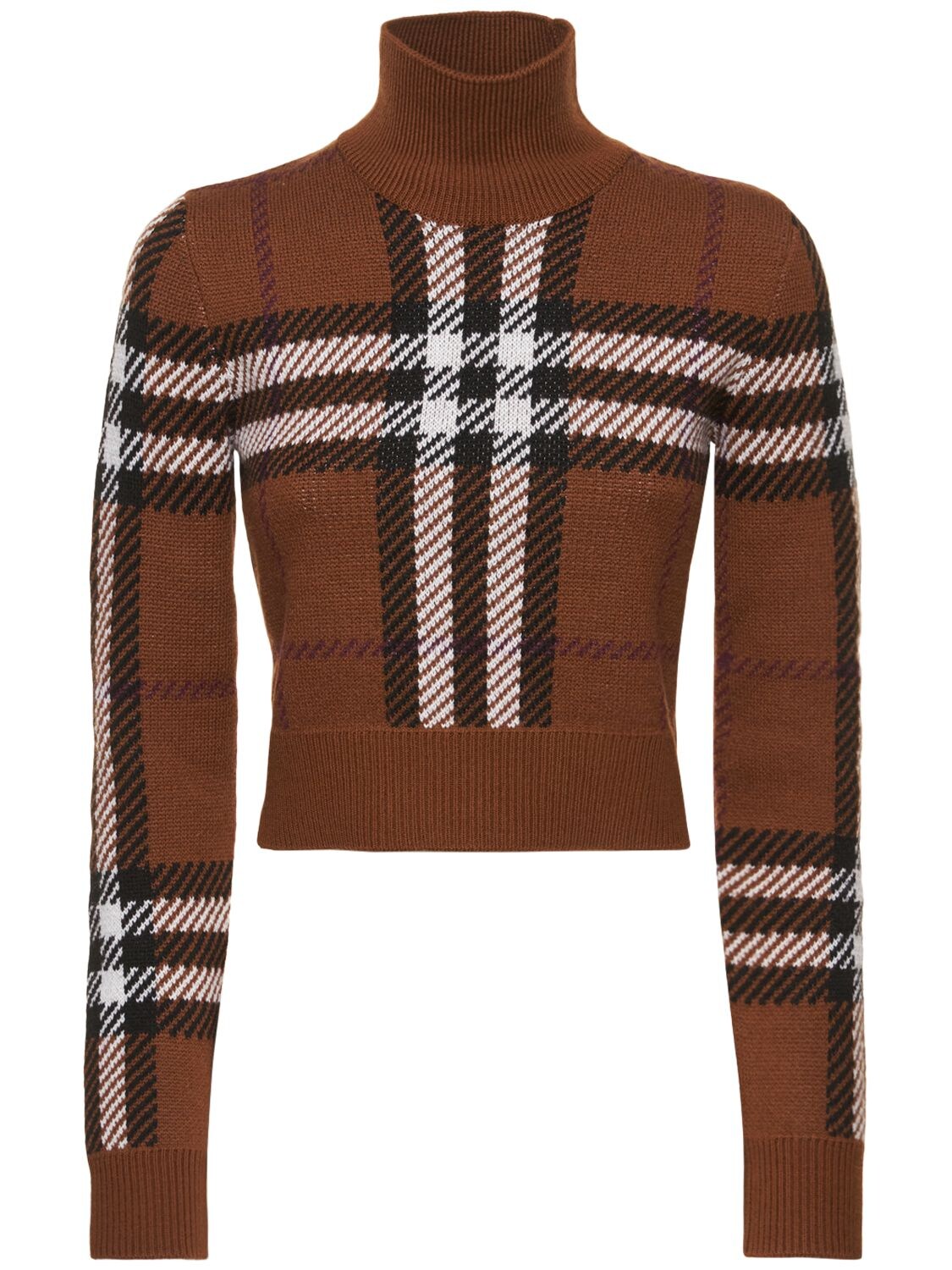 BURBERRY KERRY CHECK WOOL KNIT TURTLENECK