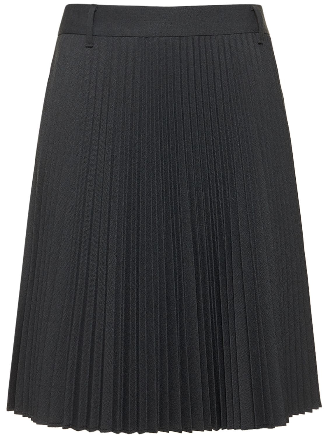Yuliya Plisse Wool Blend Midi Skirt