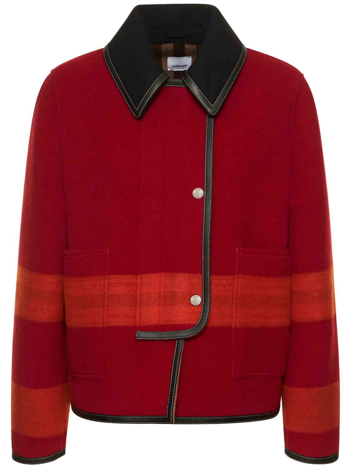 Burberry Aldbury Striped Wool Cropped Jacket In Red