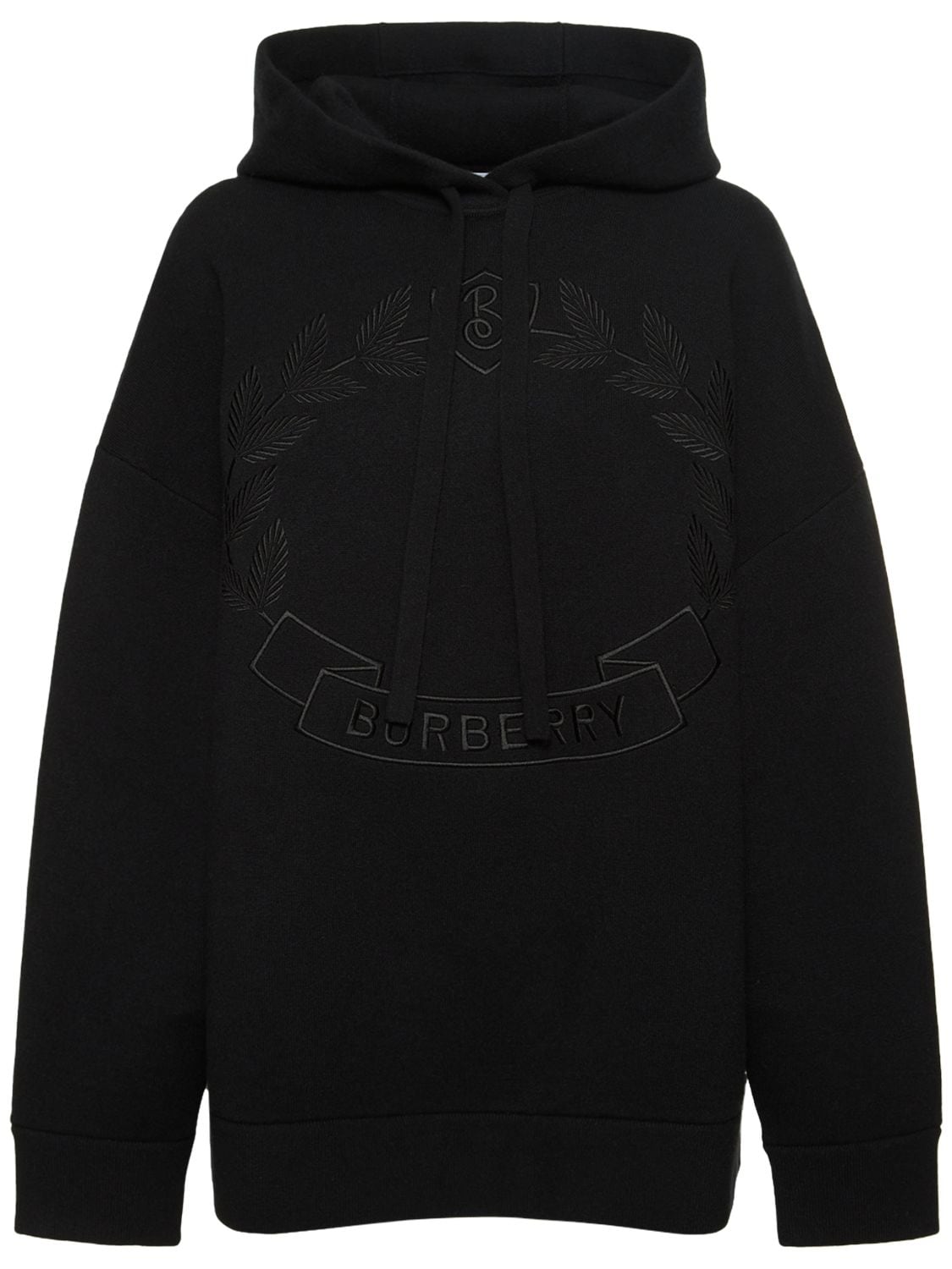 Burberry Cristiana Crest Knit Hoodie In Black