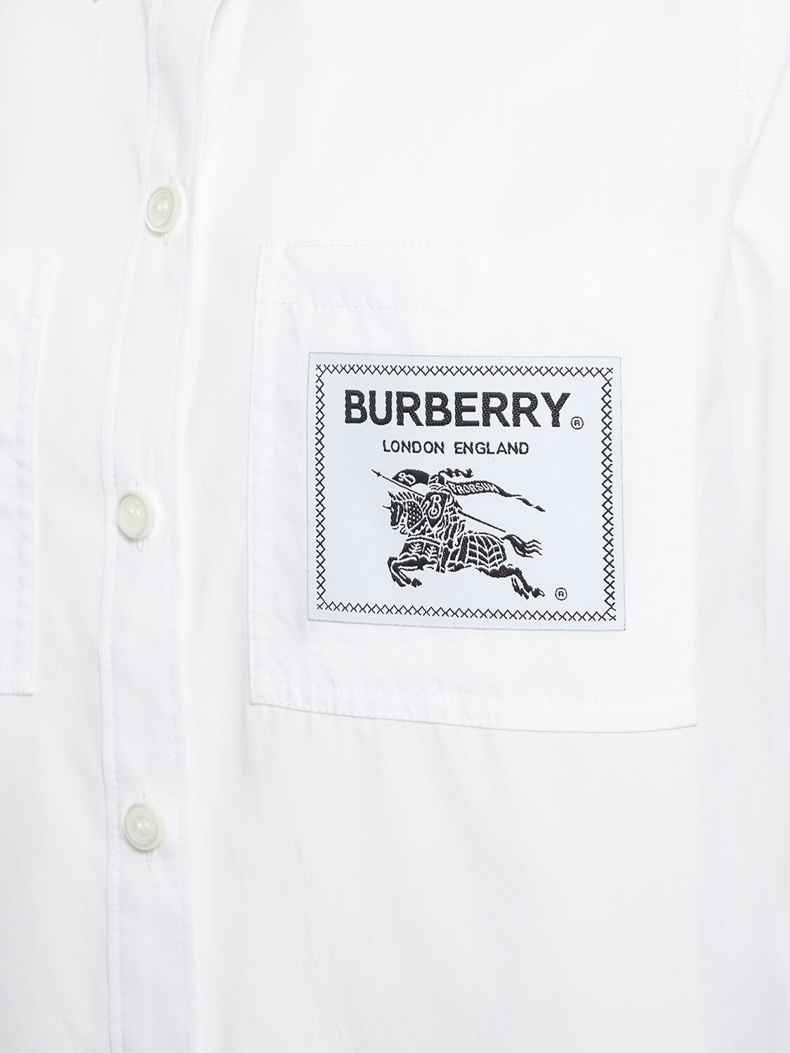 Burberry Paola Cotton Poplin Label Pocket Shirt In Optic White