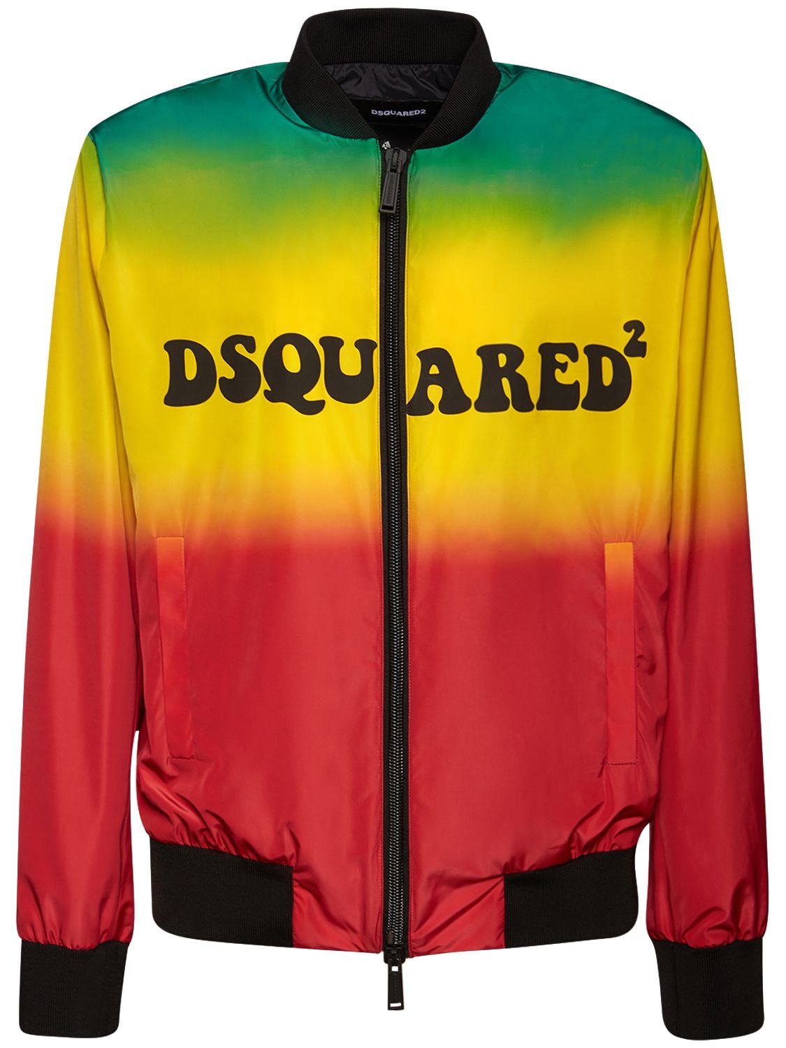 Dsquared2 Embroidered Satin Bomber Jacket - Black