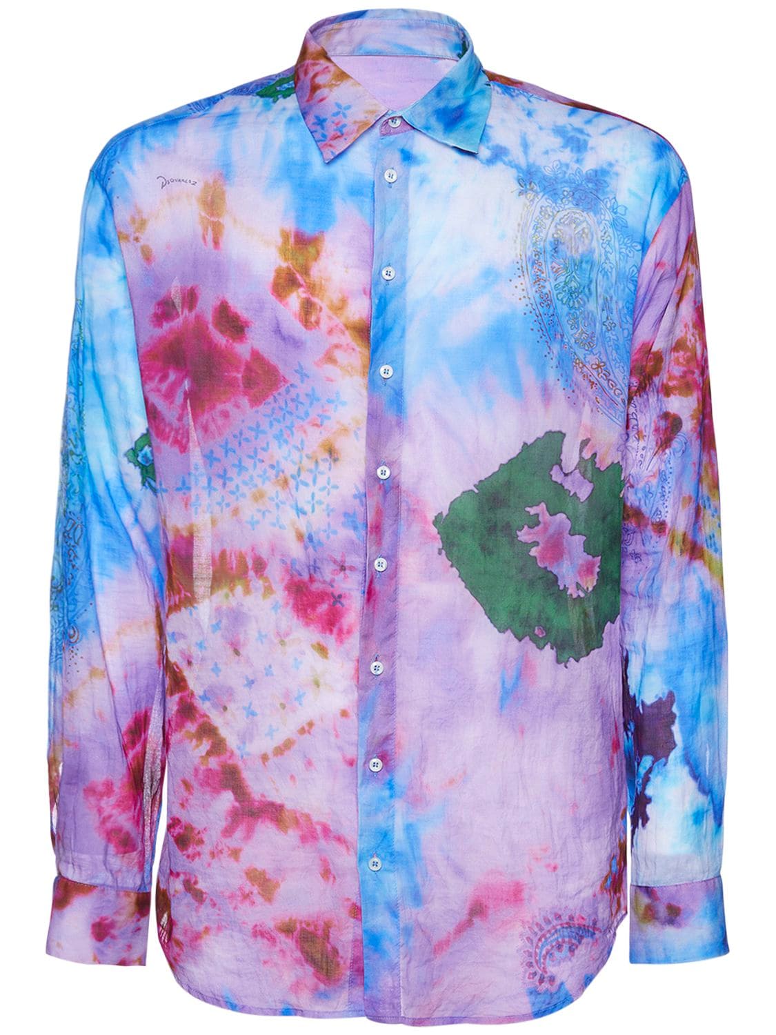 Dsquared2 Tie Dyed Cotton Shirt In Multicolor