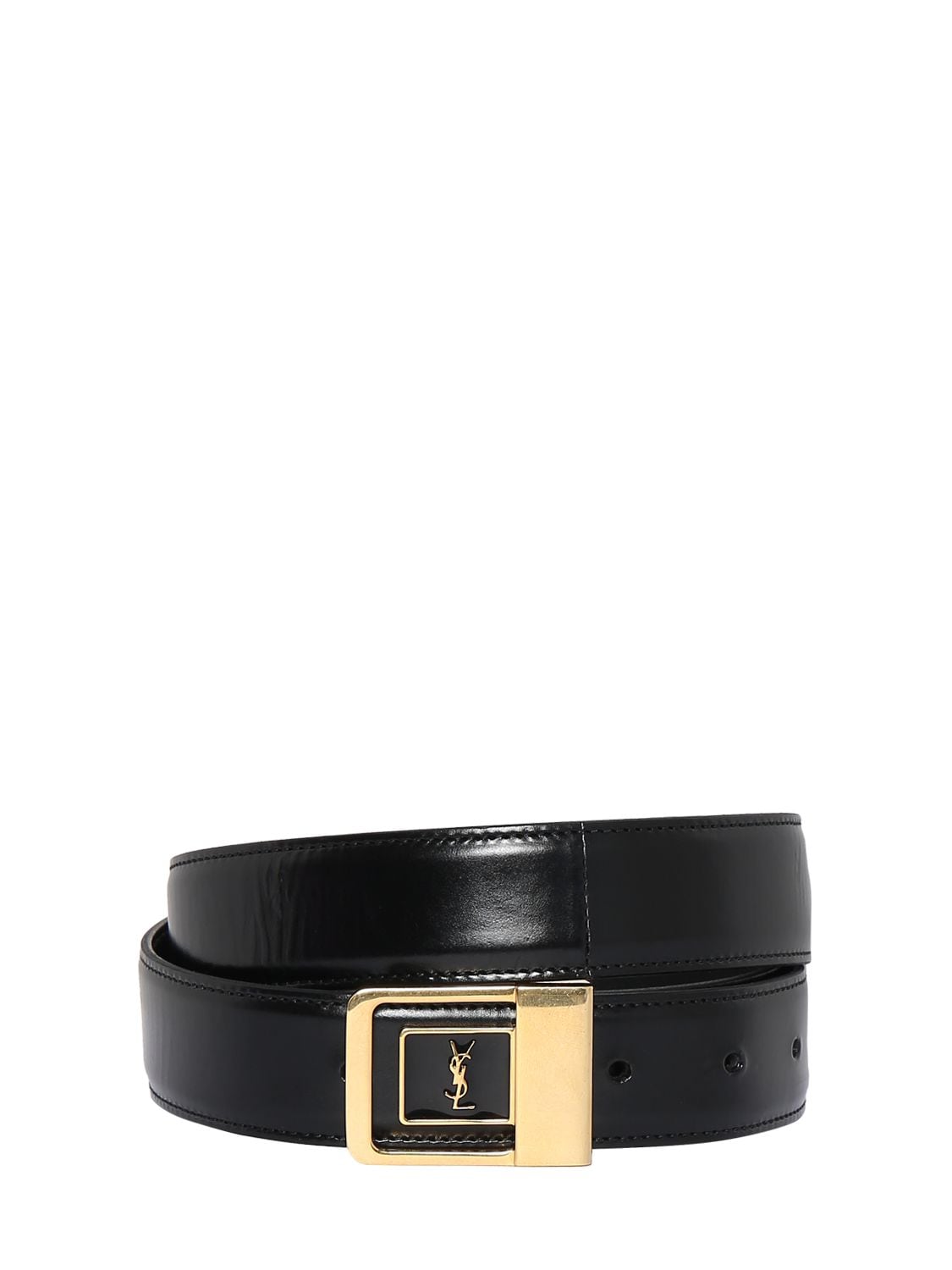 Saint Laurent 30mm Leather Belt In Black