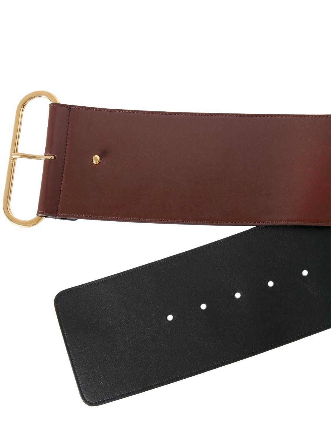 Shop Saint Laurent 85mm Leather Belt In Brown