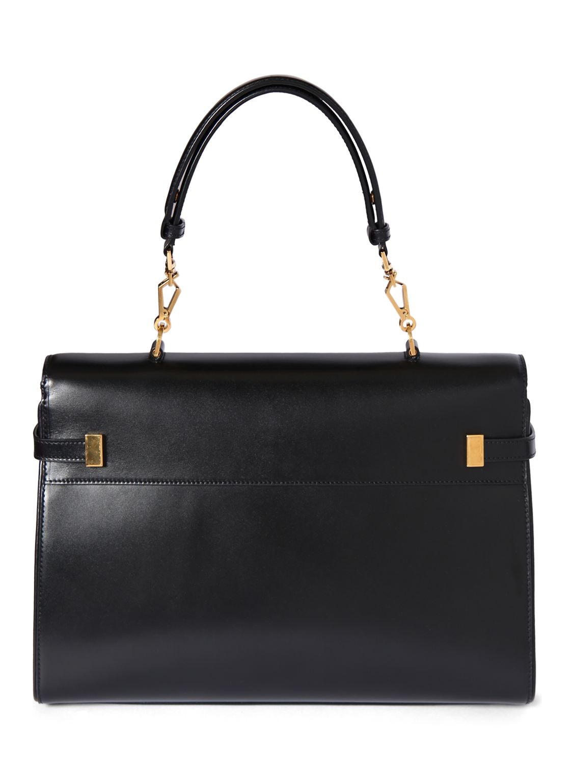 Shop Saint Laurent Manhattan Leather Top Handle Bag In Black