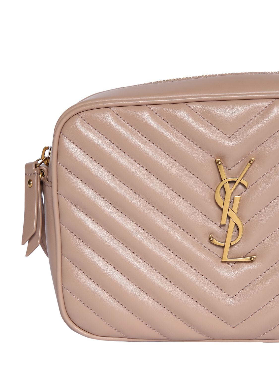 Saint Laurent Lou Medium Ysl Quilted Camera Crossbody Bag with Pocket Rosy Sand