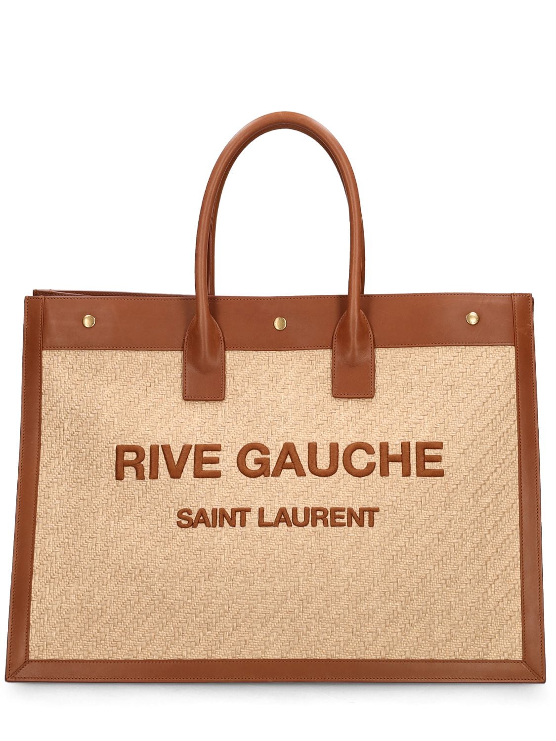 Saint Laurent Rive Gauche Raffia Tote Bag In Natural Sand