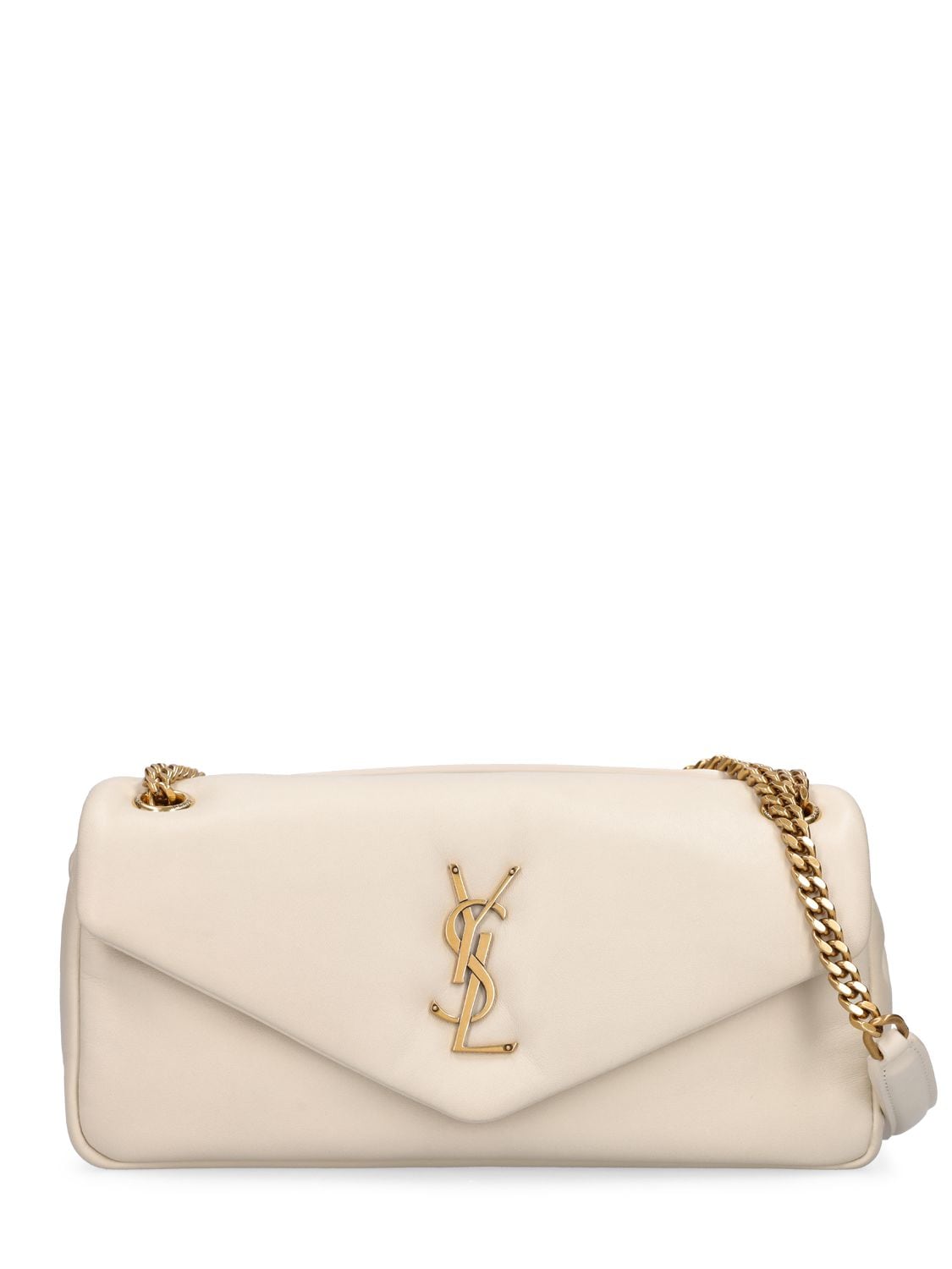Saint Laurent Organza-lambskin Calypso Shoulder Bag In Blanc Vintage