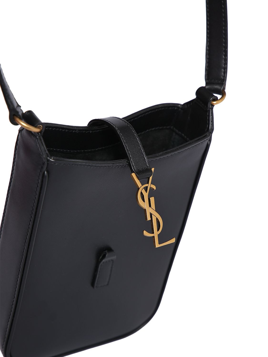 Shop Saint Laurent Mini Le 5 À 7 Leather Shoulder Bag In Black