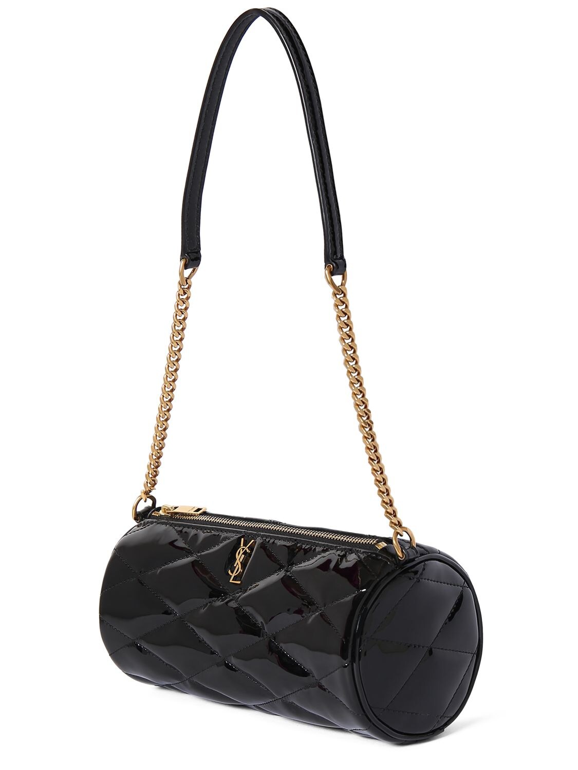 Shop Saint Laurent Mini Sade Tube Leather Shoulder Bag In Black