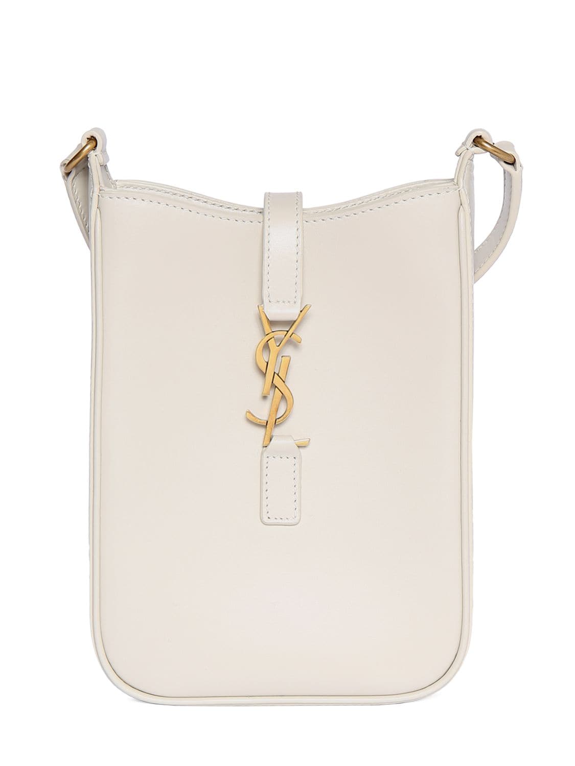 Shop Saint Laurent Mini Le 5 À 7 Leather Shoulder Bag In Blanc Vintage