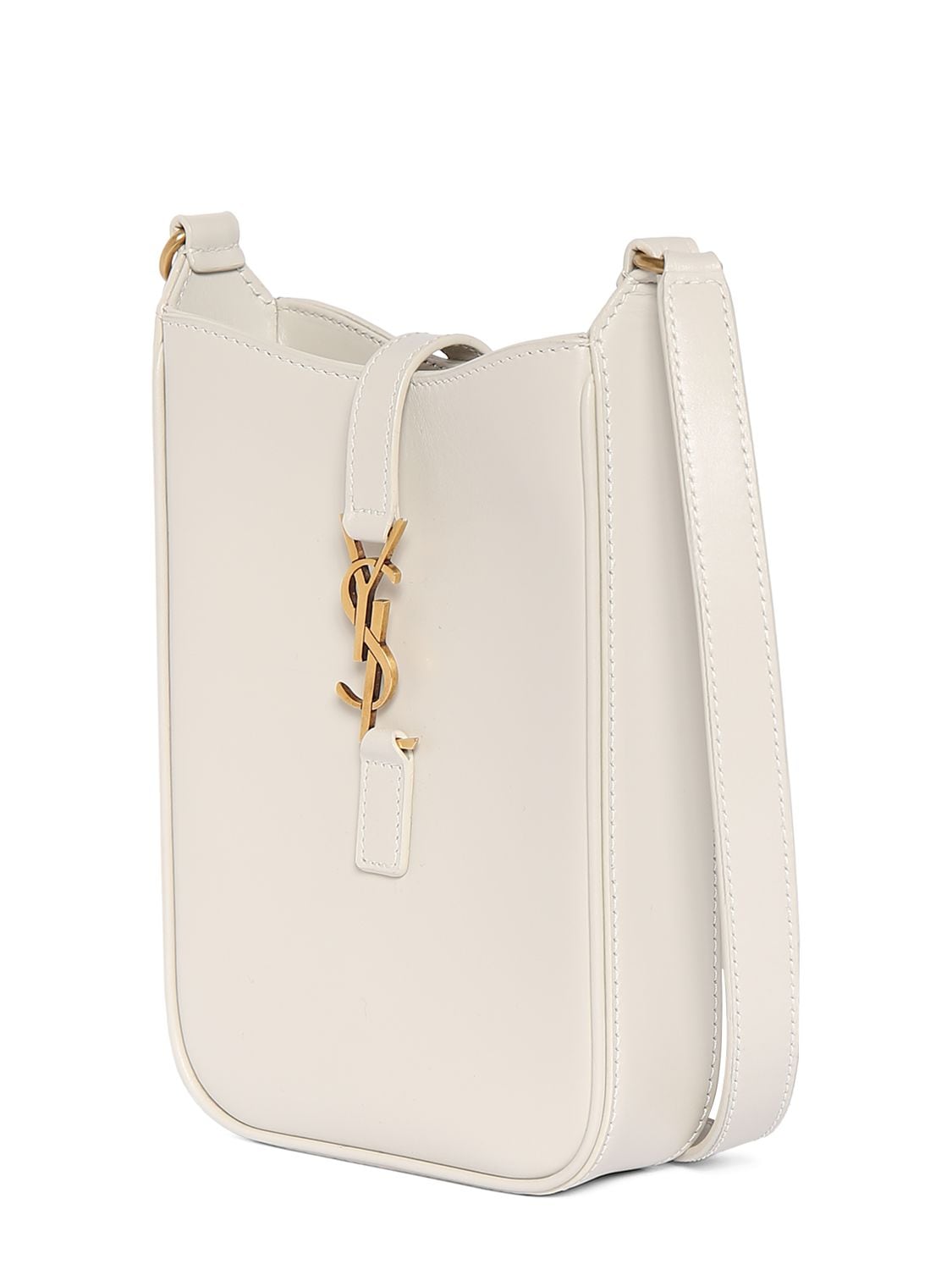 Shop Saint Laurent Mini Le 5 À 7 Leather Shoulder Bag In Blanc Vintage