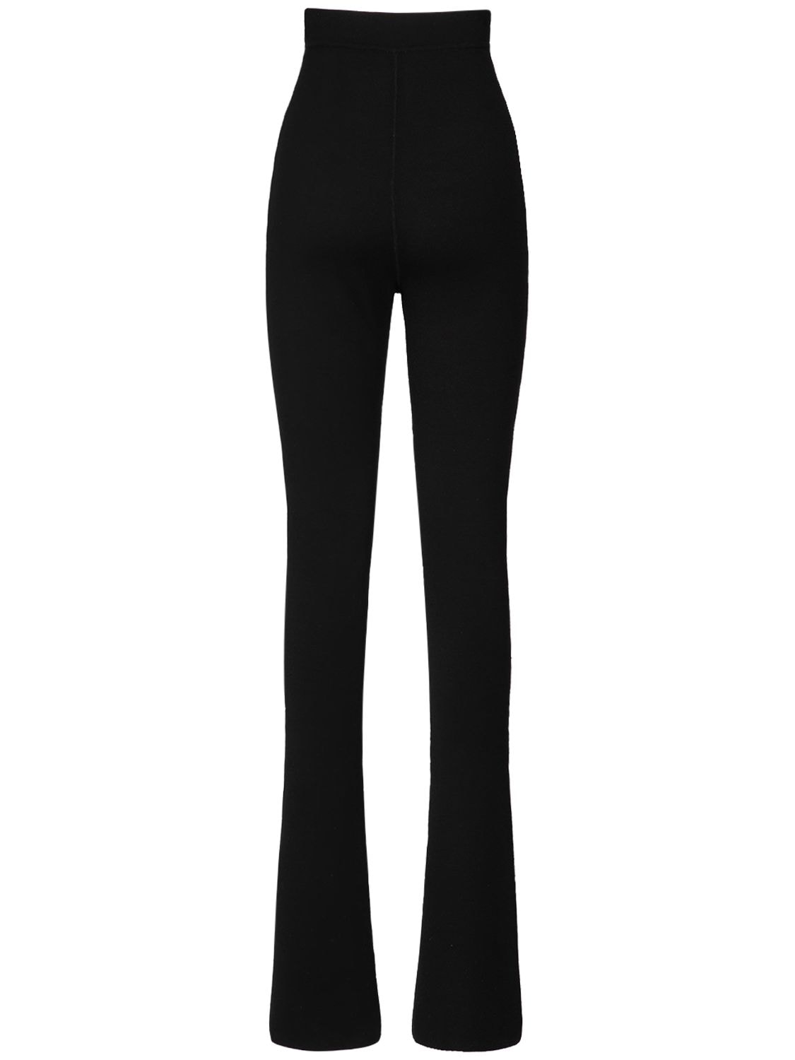 Shop Saint Laurent Wide Leg Wool Pants In Black