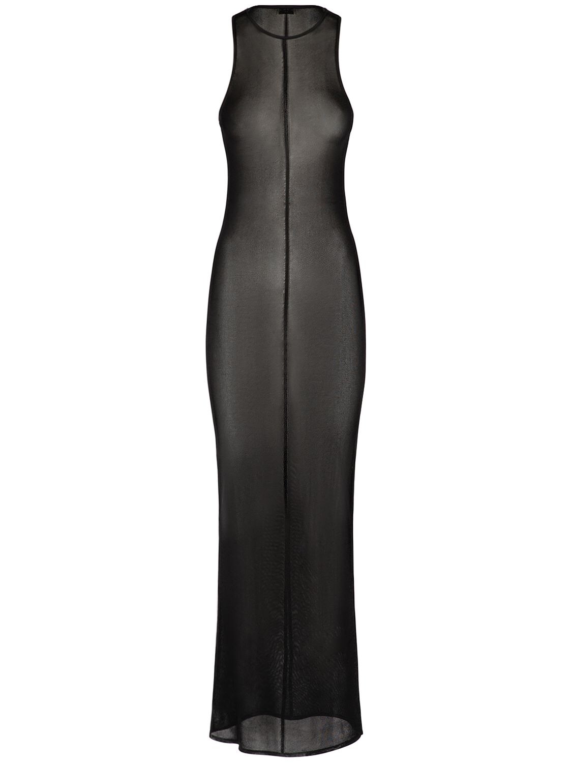 Saint Laurent Viscose Tank Top Dress In Black