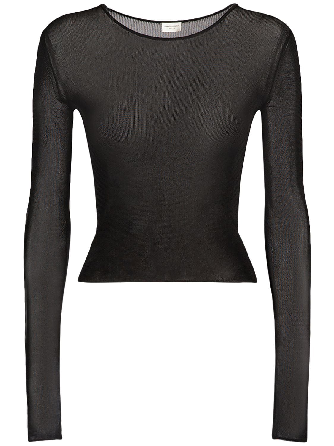 Saint Laurent Ripped Viscose Cropped Top In Black