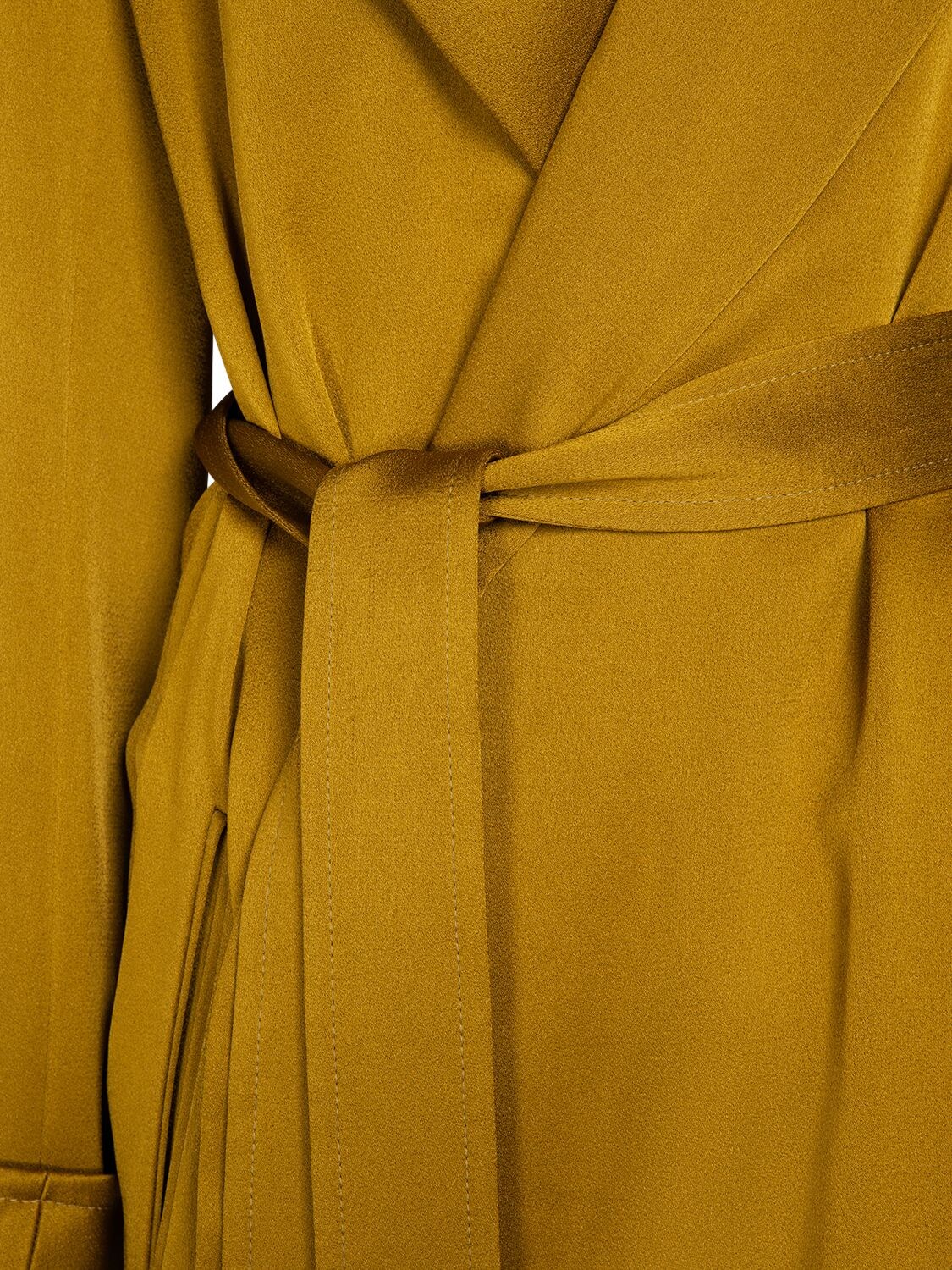 Saint Laurent Hooded Satin Robe Jacket in Yellow