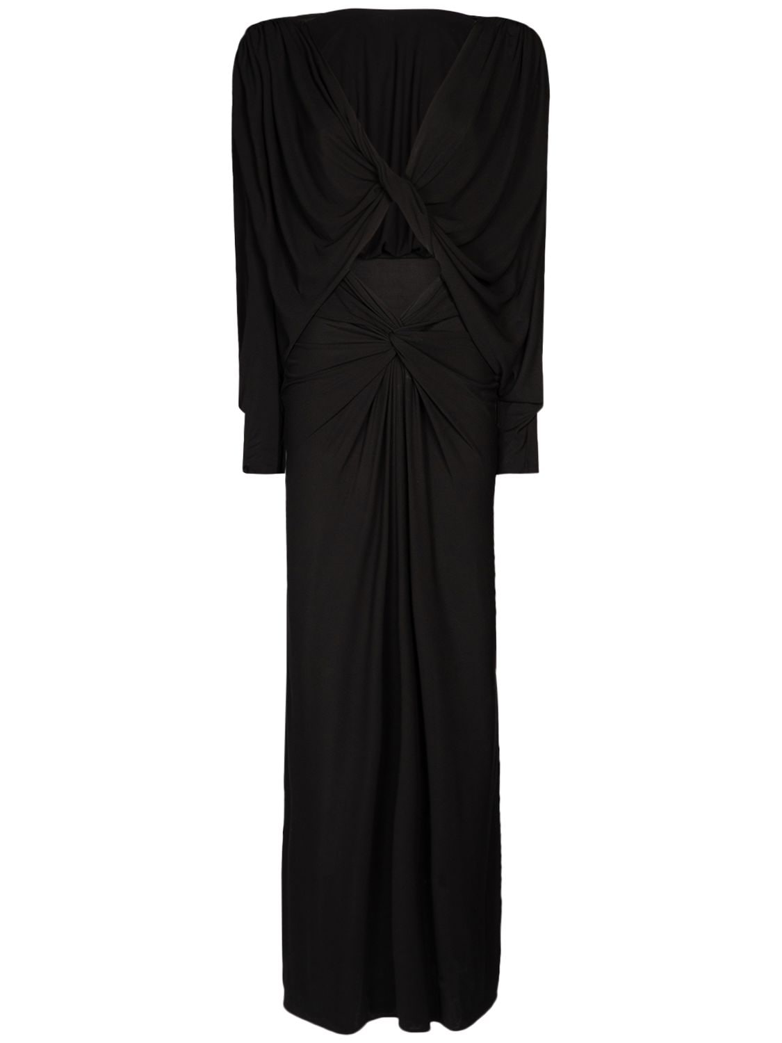 Shop Saint Laurent Crepe Jersey Cutout Dress In Black