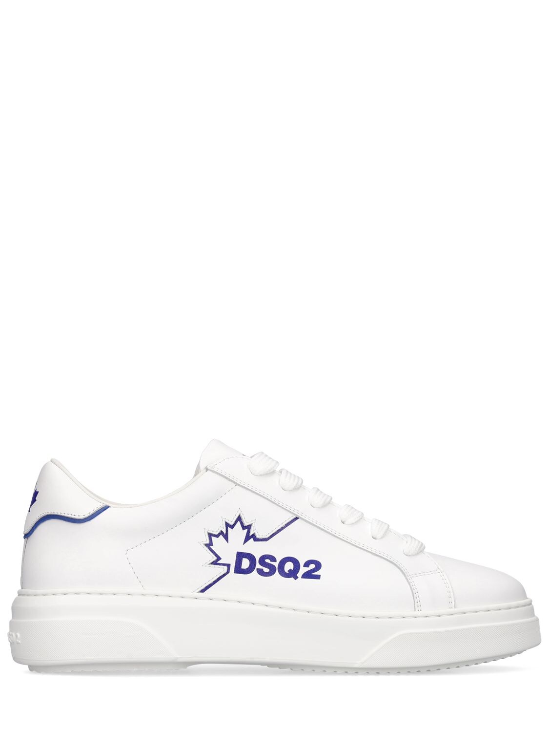 Shop Dsquared2 Bumper Leather Sneakers In White,blue
