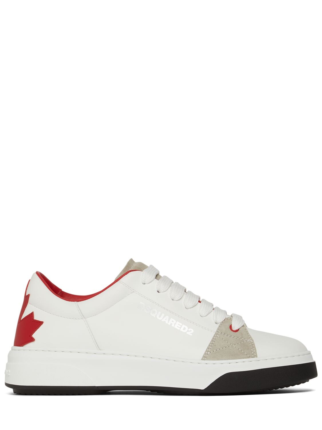 Dsquared2 Round Toe Lace-up Sneakers In White,red