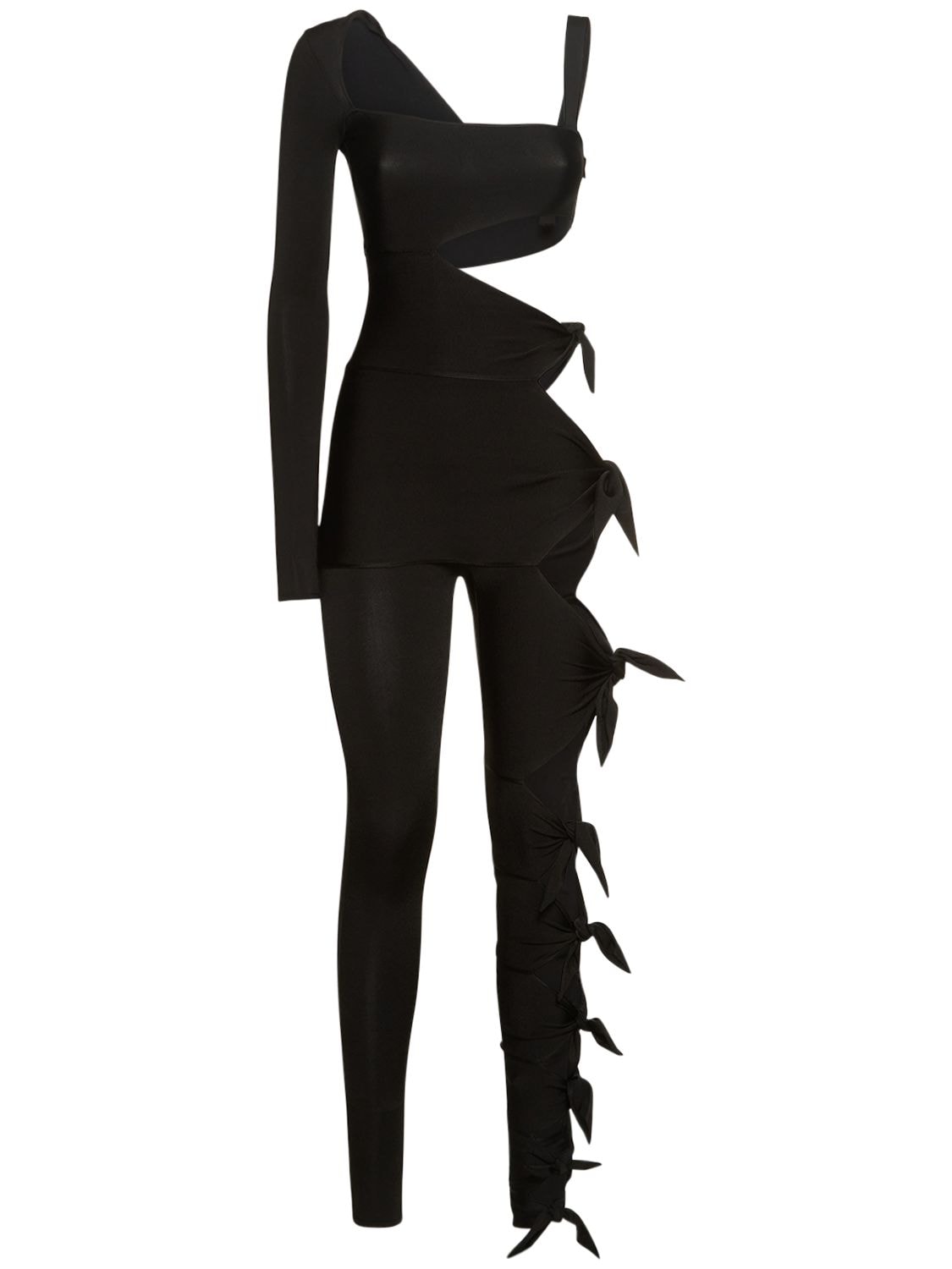 Shop Roberto Cavalli Compact Knit Side Cutout Catsuit In Black