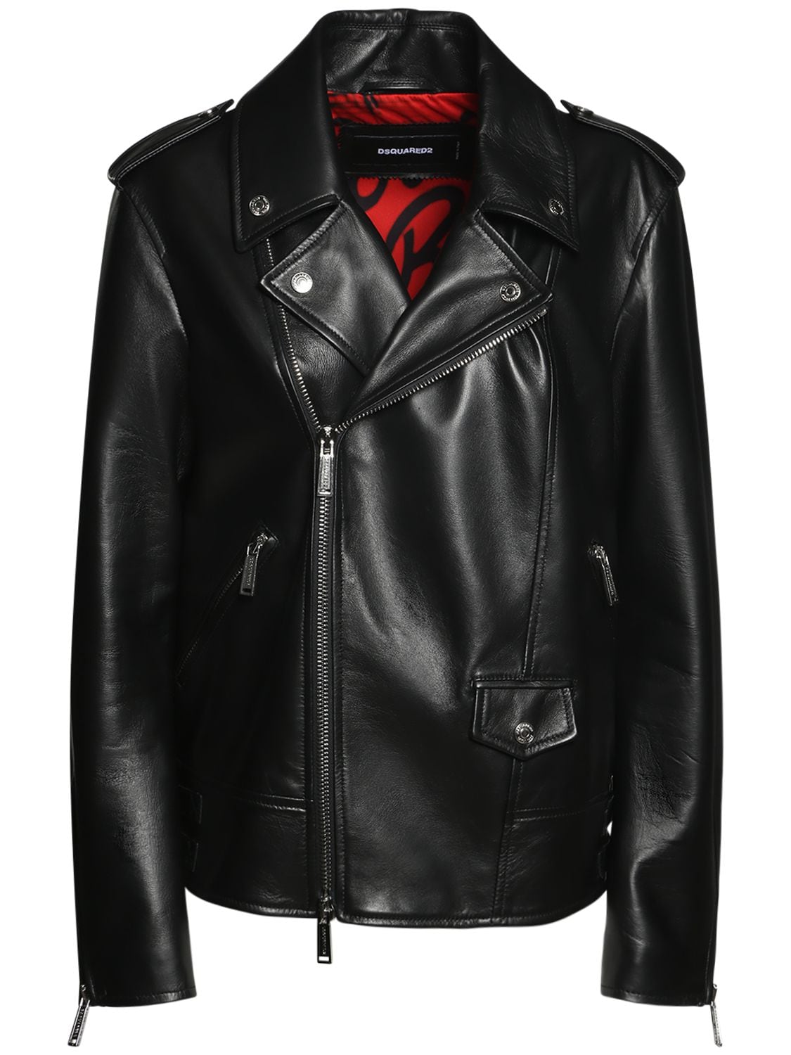 Image of Leather Oversized Biker Jacket