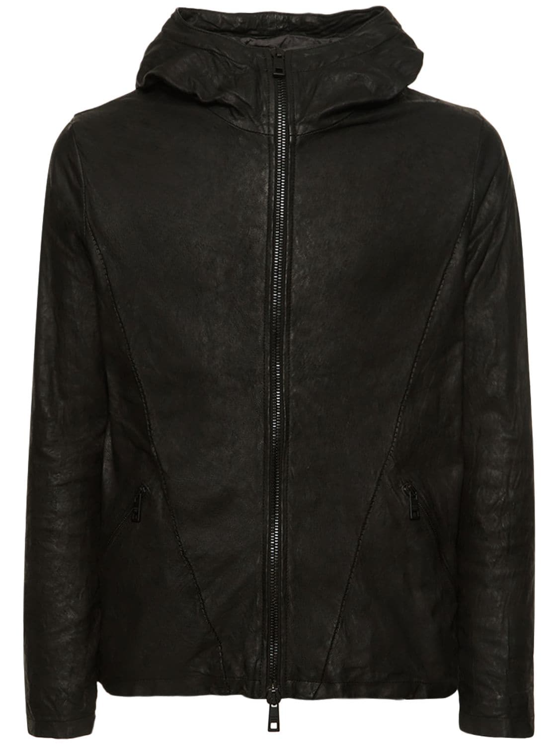 GIORGIO BRATO Brushed Leather Hooded Jacket