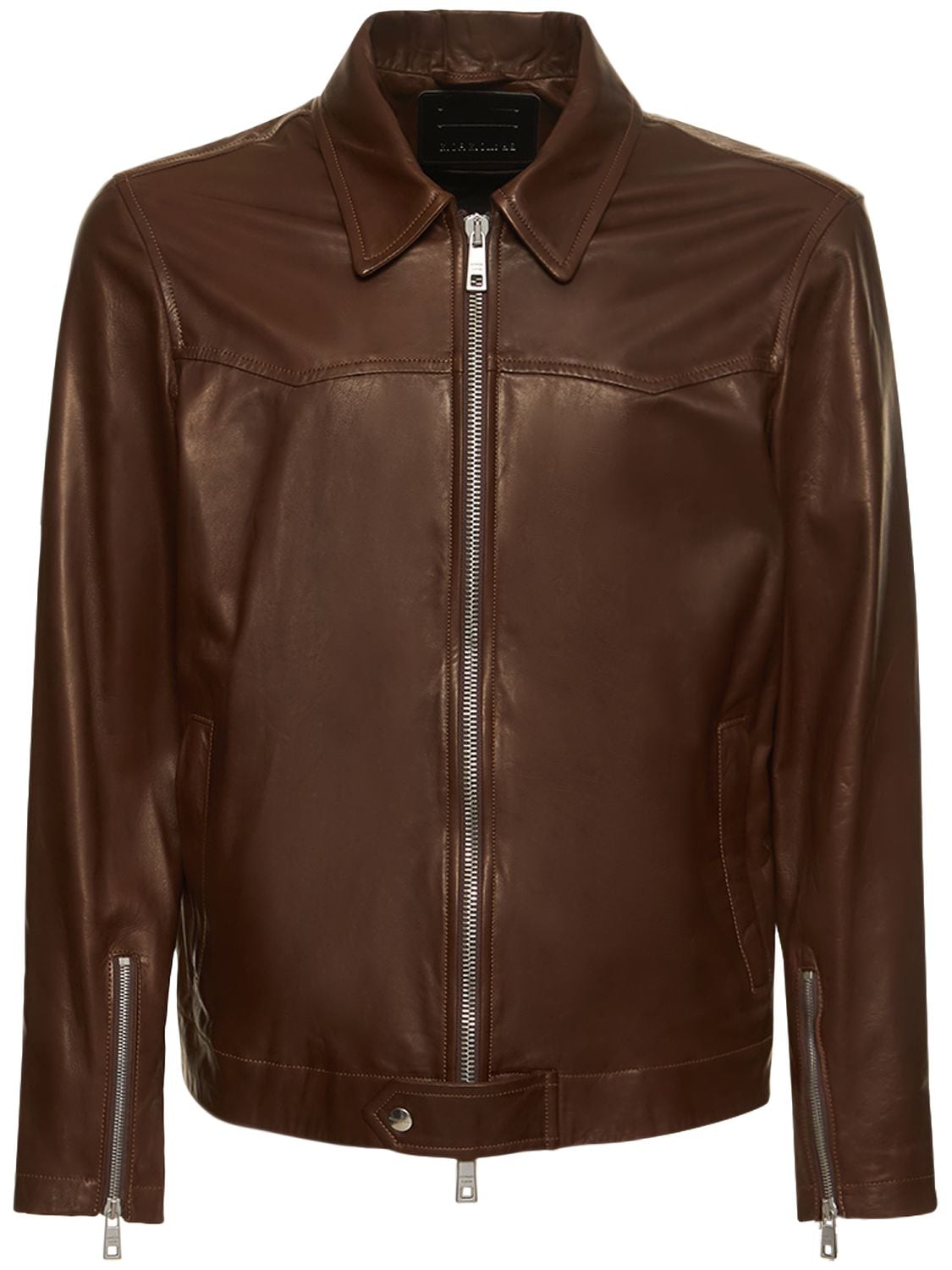GIORGIO BRATO Stretch Cotton & Leather Jacket