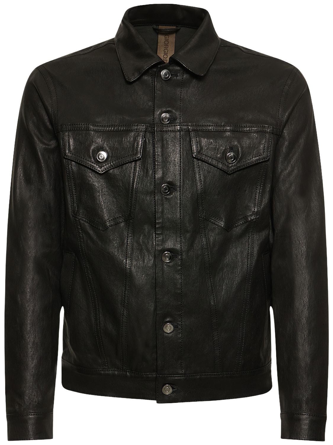 GIORGIO BRATO Stretch Denim & Leather Jacket