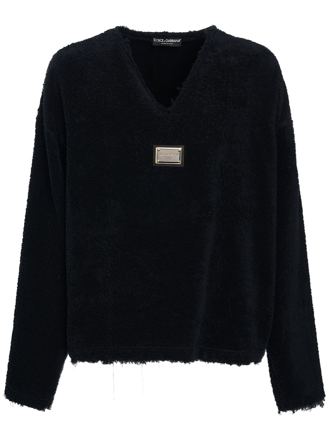 DOLCE & GABBANA LOGO EMBELLISHED V NECK jumper