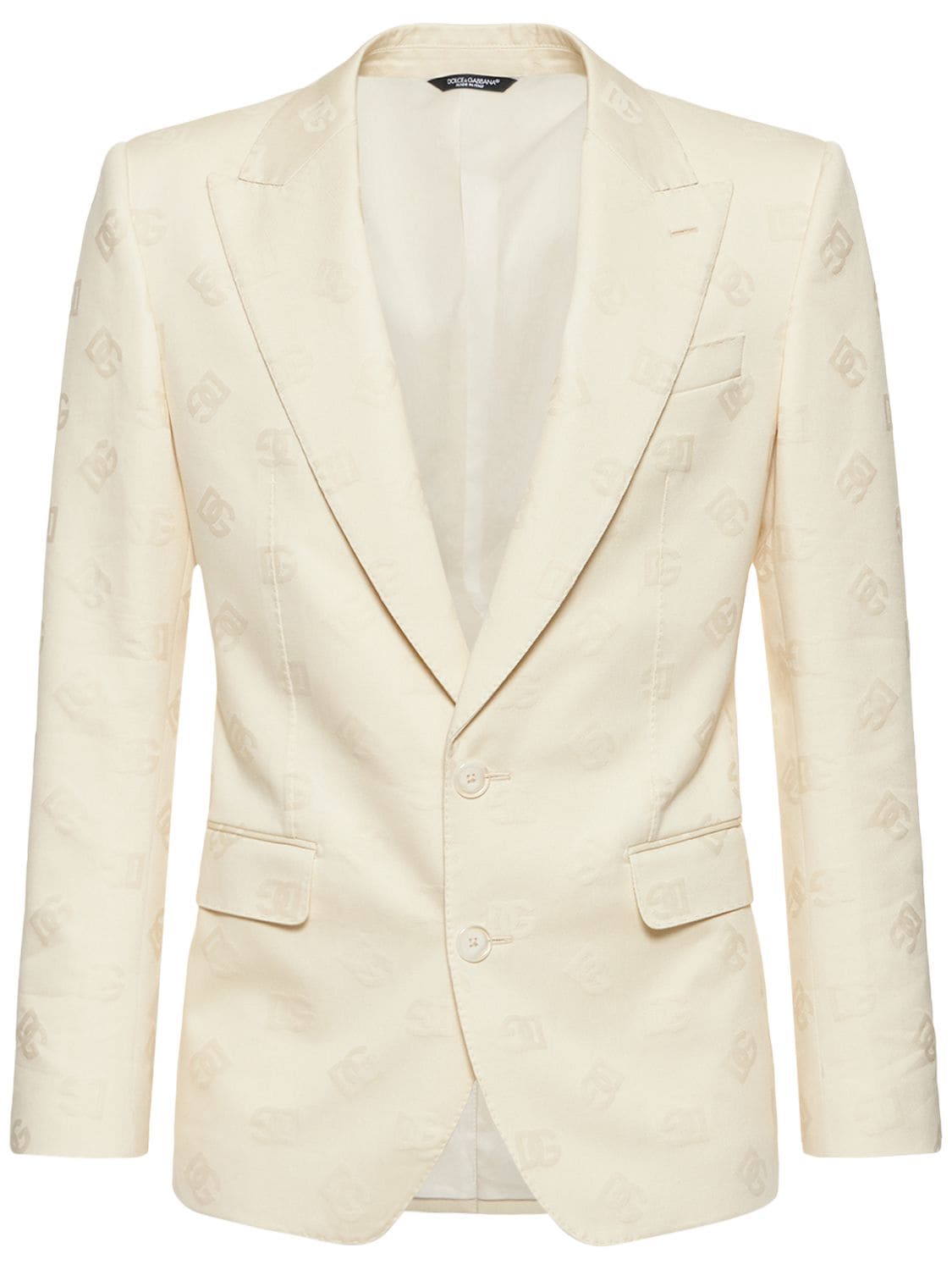 Dolce & Gabbana Monogram Jacquard Cotton Jacket In White