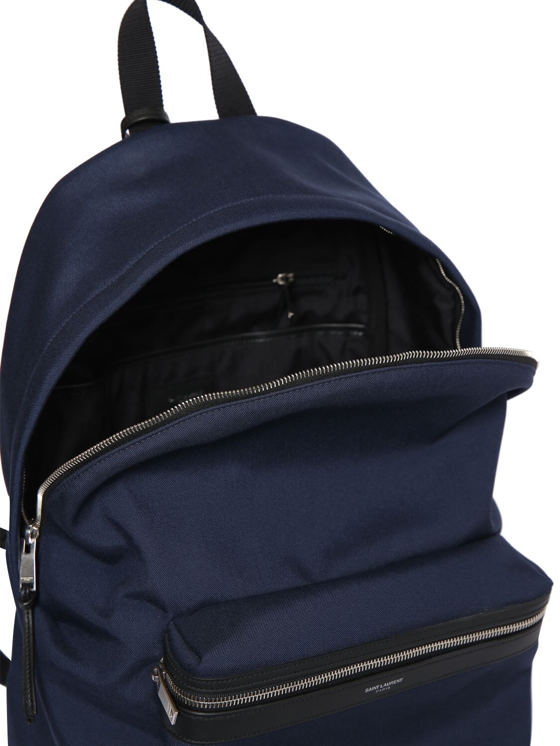 Shop Saint Laurent City Nylon & Leather Backpack In Midnight Blue