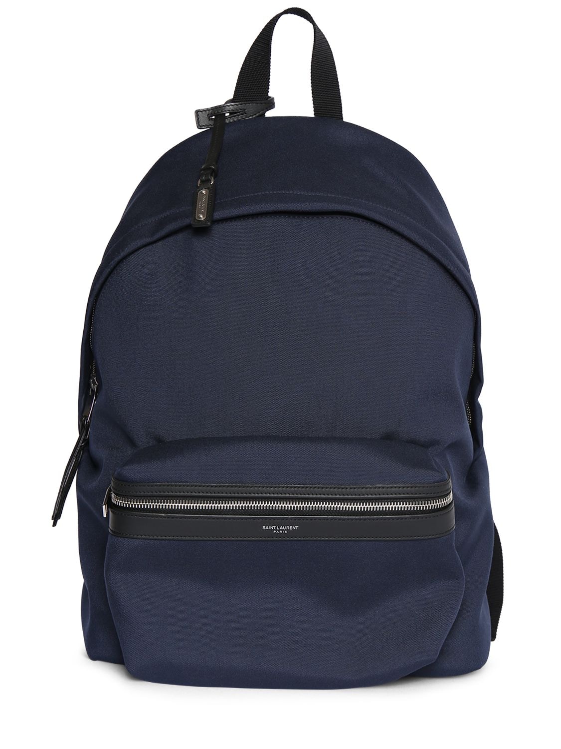 Saint Laurent City Nylon & Leather Backpack In Midnight Blue