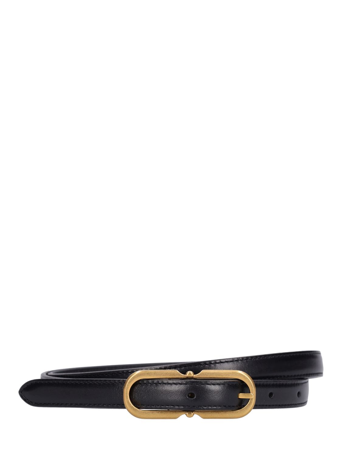 Saint Laurent Slim Grained Leather Belt - Black - Belts