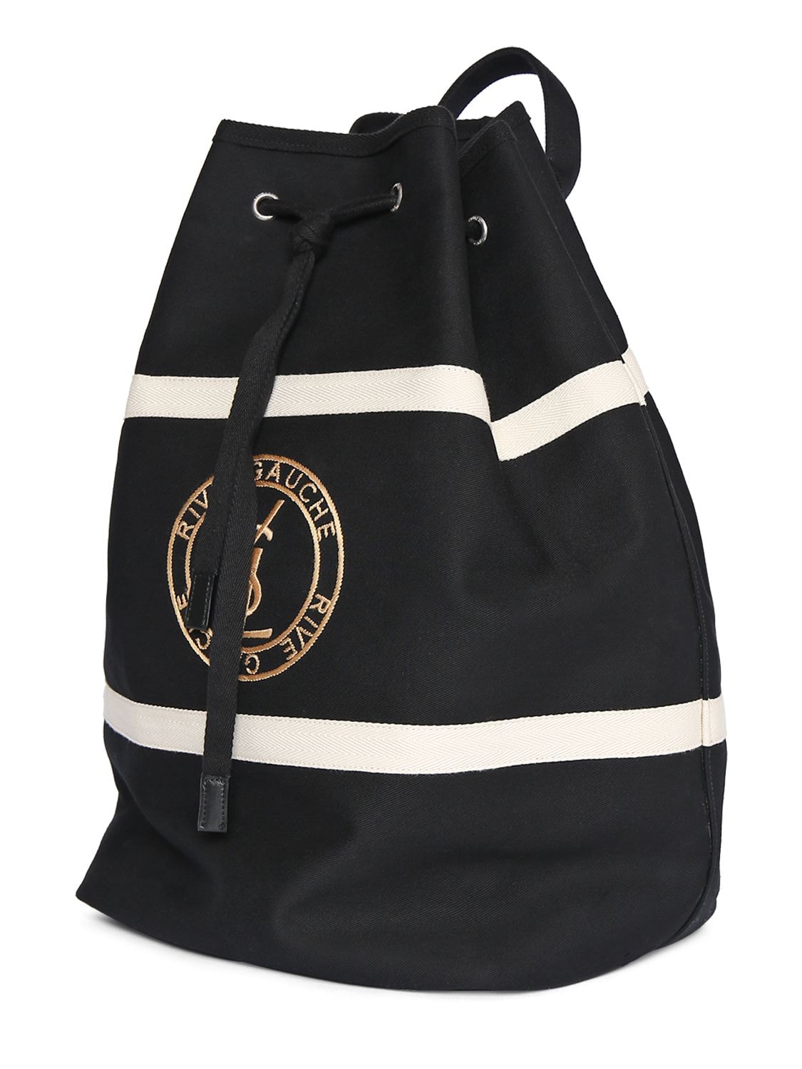 Saint Laurent Rive Gauche Logo-print Herringbone-twill Tote Bag in Natural  for Men
